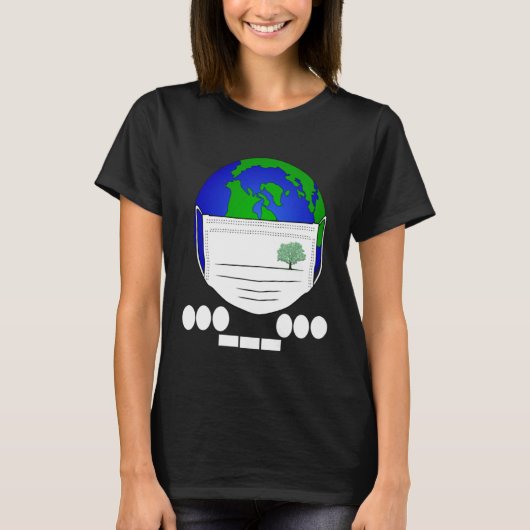 Earth Day Morse S.O.S Code Planet Face Mask Plant T-Shirt (Vorderseite)
