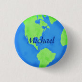 Earth Day Name Abzeichen Globe Blue Green personal Button (Vorderseite)