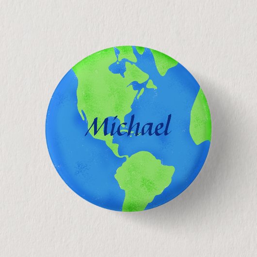 Earth Day Name Abzeichen Globe Blue Green personal Button (Vorderseite)