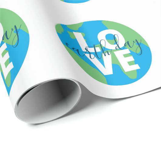 Earth Day Niedlich Blue Green Statement Planet Gra Geschenkpapier (Rolleneckpunkt)