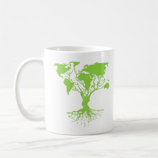 Earth Day Niedlich World Map Tree Pro Environment Kaffeetasse (Links)