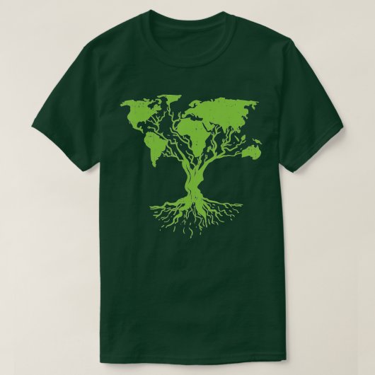 Earth Day Niedlich World Map Tree Pro Environment  T-Shirt (Design vorne)