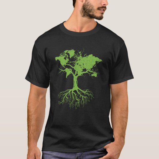 Earth Day Niedlich World Map Tree Pro Environment  T-Shirt (Vorderseite)