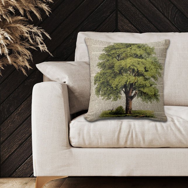 Earth Day ÖKO dictionary druckt Vintage Eichenbaum Kissen (Earth Day ECO dictionary prints vintage oak tree Throw Pillow)