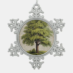 Earth Day ÖKO dictionary druckt Vintage Eichenbaum Schneeflocken Zinn-Ornament