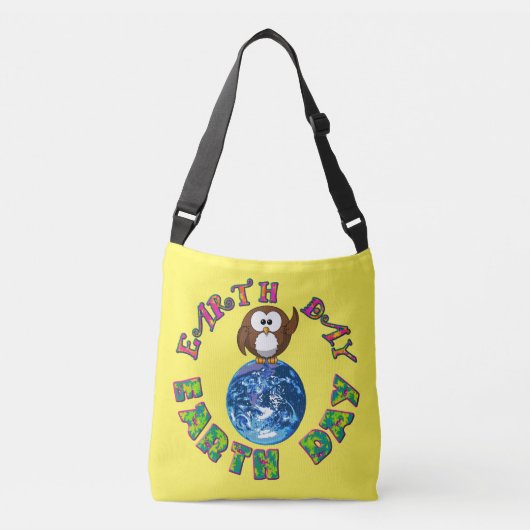Earth Day Owl Crossbody Bag Tragetaschen Mit Langen Trägern (Vorderseite)