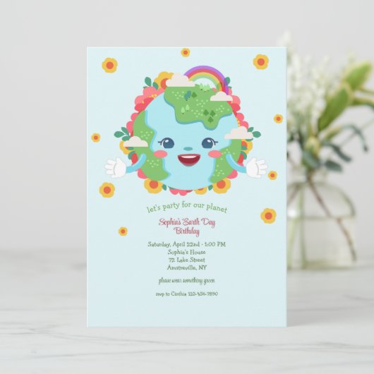 Earth Day Party Einladung (Stehend Vorderseite)