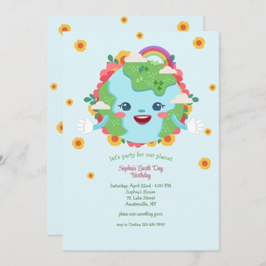 Earth Day Party Einladung (Vorne/Hinten)
