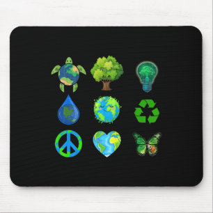Earth Day Peace Go Pflanze Rette Wasserretter Mousepad