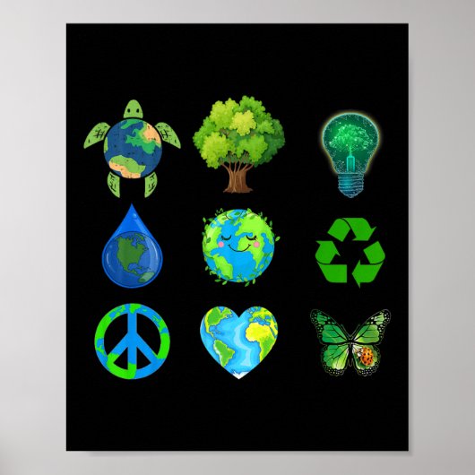 Earth Day Peace Go Pflanze Rette Wasserretter Poster (Vorne)