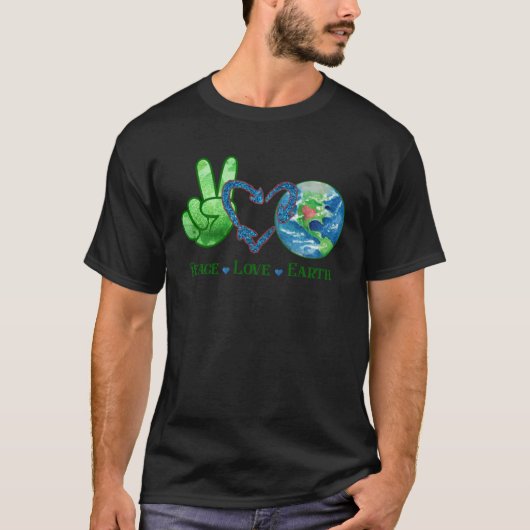 Earth Day Peace Love Earth World Peace T-Shirt (Vorderseite)