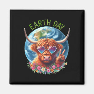 Earth Day Peace Sign Cow Heifer Tier Rettend Eart Magnet