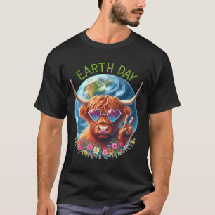 Earth Day Peace Sign Cow Heifer Tier Rettend Eart T-Shirt