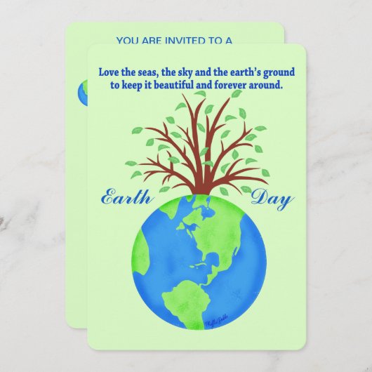 Earth Day Promoe Rett Liebe Globe Planet Tree Einladung (Vorne/Hinten)