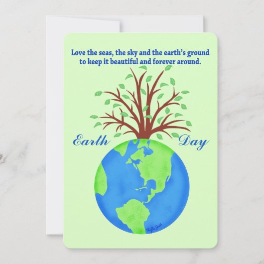 Earth Day Promoe Rett Liebe Globe Planet Tree Einladung (Vorderseite)