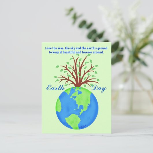Earth Day Promoe Rett Liebe Globe Planet Tree Gree Postkarte (Stehend Vorderseite)