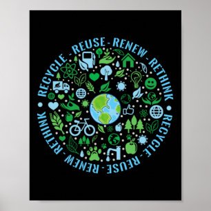 Earth Day Recycle Wiederverwendung Erneuerbare Umd Poster