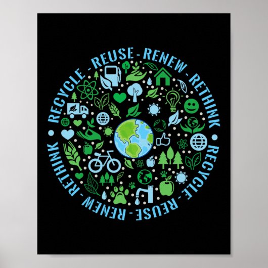 Earth Day Recycle Wiederverwendung Erneuerbare Umd Poster (Vorne)