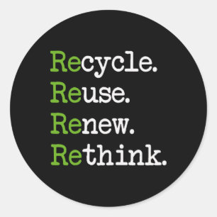 Earth Day Recycle Wiederverwendung Erneuerbare Umd Runder Aufkleber