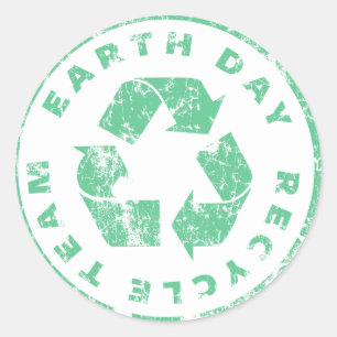 Earth Day Recycling-Team Runder Aufkleber