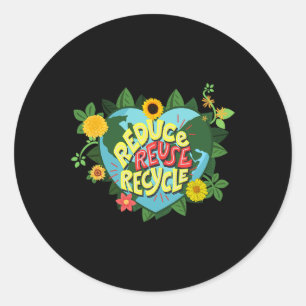 Earth Day Reduce Reuse Recycle Planet Veganua Runder Aufkleber