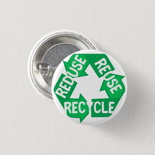 Earth Day Reduced Reuse Recycle Mobius Loop Button (Vorne & Hinten)