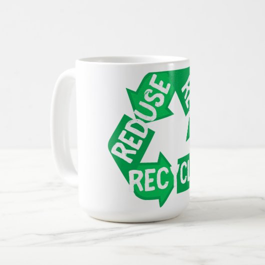 Earth Day Reduced Reuse Recycle Mobius Loop Kaffeetasse (Vorderseite Links)