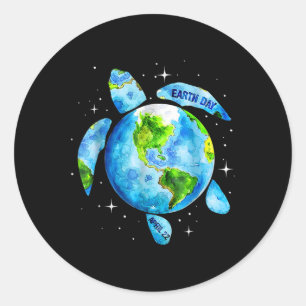 Earth Day Restore Earth Sea Turtle Art Rettete den Runder Aufkleber