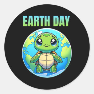 Earth Day Restore Earth Turtle 2025 Runder Aufkleber