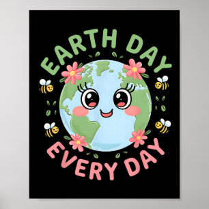 Earth Day Retro Environmental Women Earth Poster
