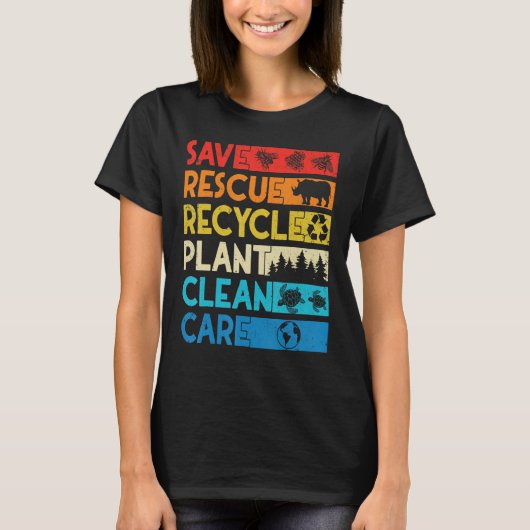 Earth Day Save Bees Rescue Animals Recycle Plastic T-Shirt (Vorderseite)