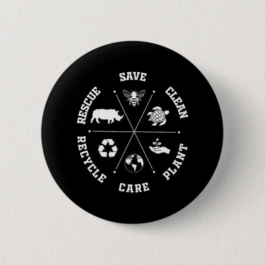Earth Day Save Bees Rescue Animals Recycling Plast Button (Vorderseite)