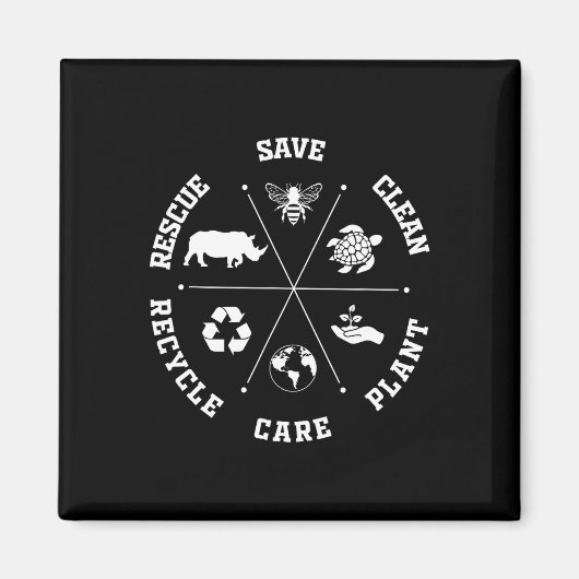 Earth Day Save Bees Rescue Animals Recycling Plast Magnet (Vorne)