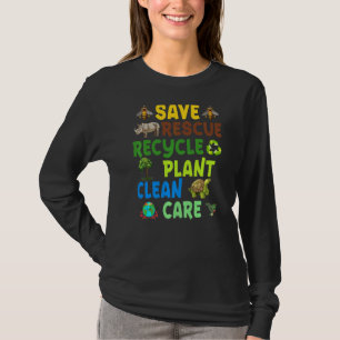 Earth Day Save Bees Rescue Animals Recycling Plast T-Shirt
