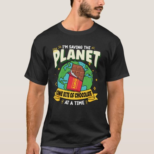 Earth Day Saving My Planet One Bite Of Chocolate A T-Shirt (Vorderseite)
