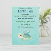 Earth Day-Schildkröte mit Globus Einladung (Stehend Vorderseite)