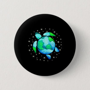 Earth Day Sea Turtle Art Button