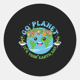 Earth Day Shirt Go Planet Es ist Ihr Earth Day Fun Runder Aufkleber
