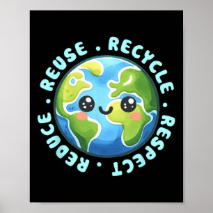 Earth Day Shirt reduziert Wiederverwendung Recycle Poster