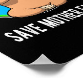 Earth Day Shirt - Rett Mother Earth Dabbing Sloth Poster (Ecke)