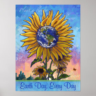 Earth Day Sonnenblume Poster