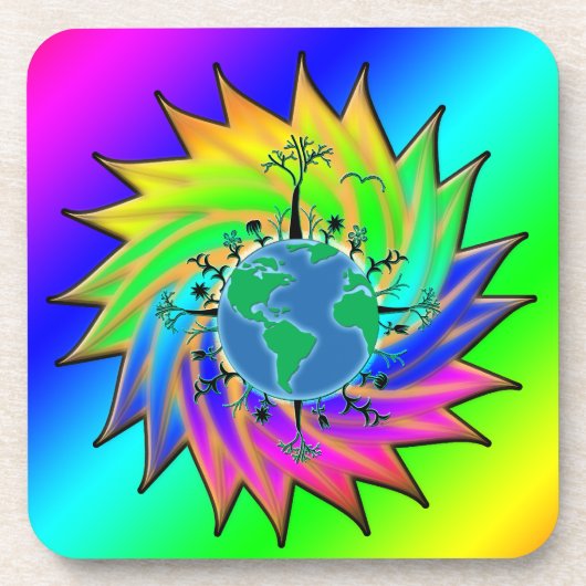 Earth Day ~ Sunburst Getränkeuntersetzer (Vorderseite)