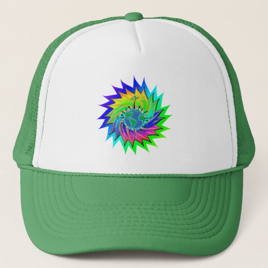 Earth Day ~ Sunburst Truckerkappe (Vorderseite)