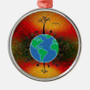 Earth Day ~ Sunset Silbernes Ornament