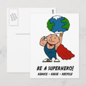 Earth Day Superhero Postkarte (Vorne/Hinten)