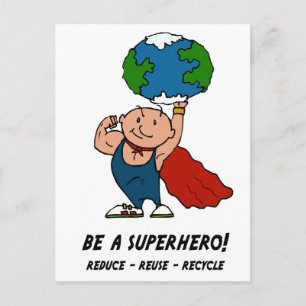 Earth Day Superhero Postkarte