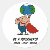 Earth Day Superhero Runder Aufkleber (Vorderseite)