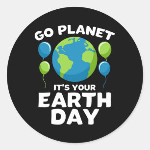 Earth Day T Shirt für Kinder Go Planet Ihr Herz Runder Aufkleber
