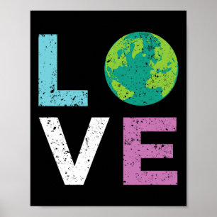 Earth Day T Shirt Liebe und Vintager Erdstil Poster