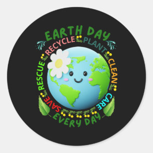 Earth Day Teacher Environment Day Recycelte Earth Runder Aufkleber
